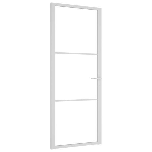 Innentür 83x201,5 cm Weiß ESG-Glas und Aluminium