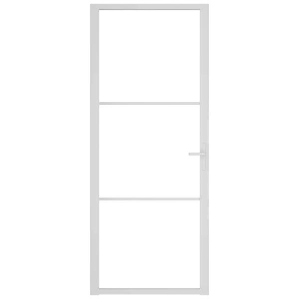 Innentür 83x201,5 cm Weiß ESG-Glas und Aluminium