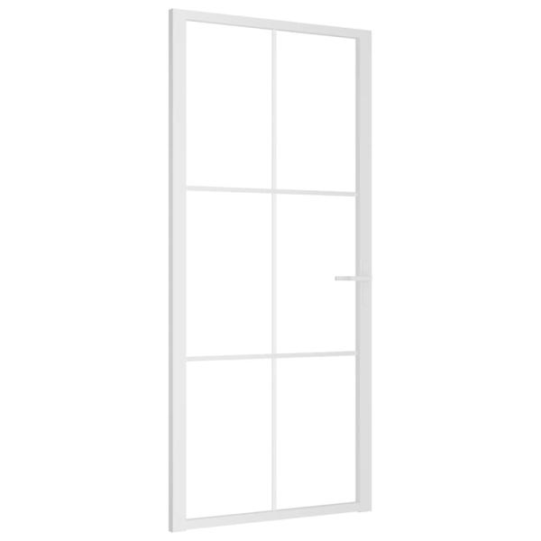 Innentür 93x201,5 cm Weiß ESG-Glas und Aluminium