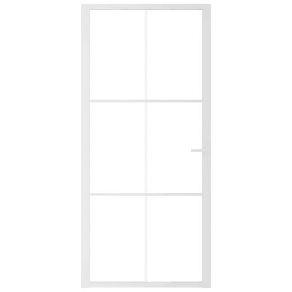 Innentür 93x201,5 cm Weiß ESG-Glas und Aluminium