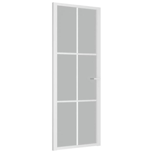 Innentür 76x201,5 cm Weiß Mattglas und Aluminium