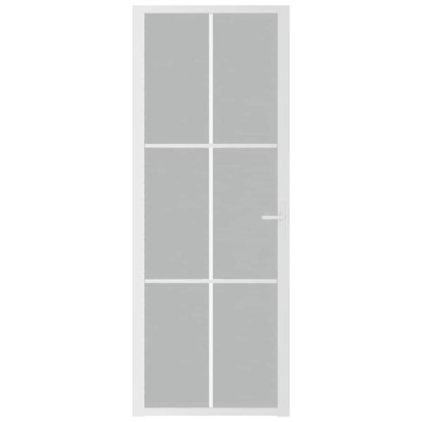 Innentür 76x201,5 cm Weiß Mattglas und Aluminium