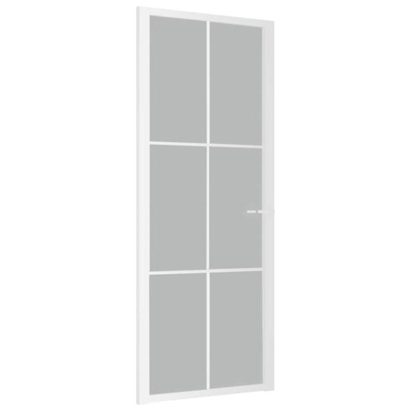 Innentür 83x201,5 cm Weiß Mattglas und Aluminium