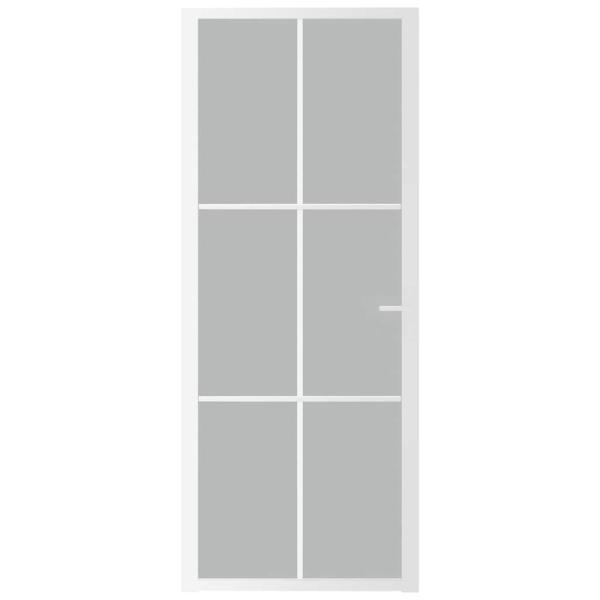 Innentür 83x201,5 cm Weiß Mattglas und Aluminium