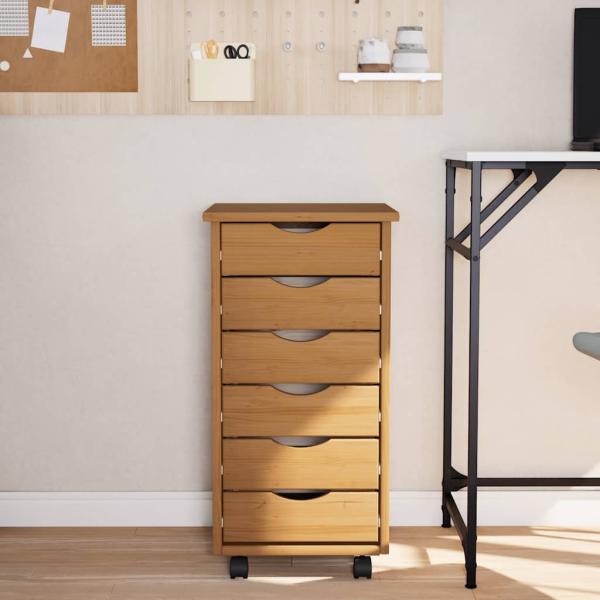 Rollschrank mit Schubladen MOSS Honigbraun Massivholz Kiefer