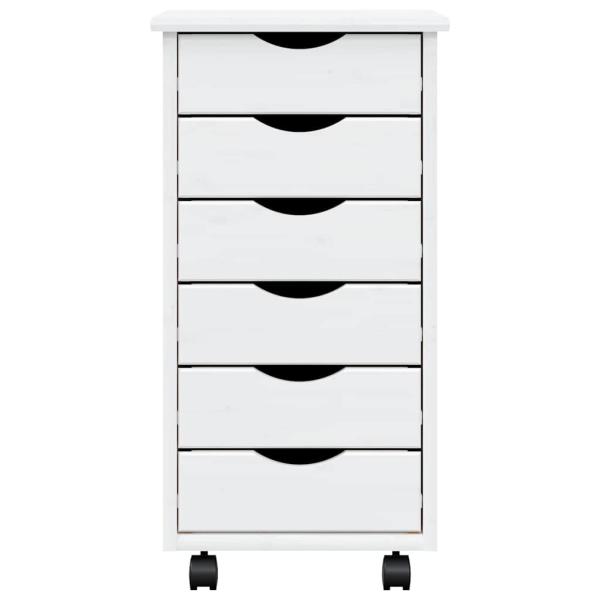 Rollschrank mit Schubladen MOSS Weiß Massivholz Kiefer