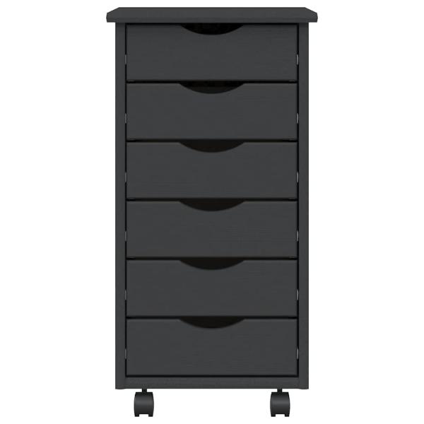 Rollschrank mit Schubladen MOSS Grau Massivholz Kiefer