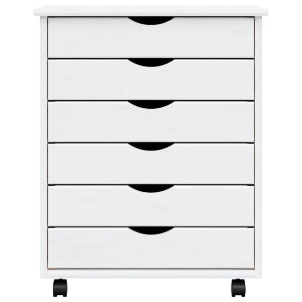 Rollschrank mit Schubladen MOSS Weiß Massivholz Kiefer