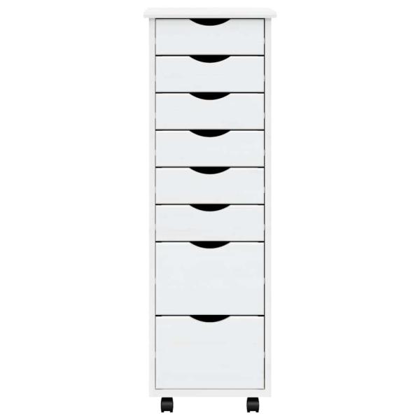 Rollschrank mit Schubladen MOSS Weiß Massivholz Kiefer