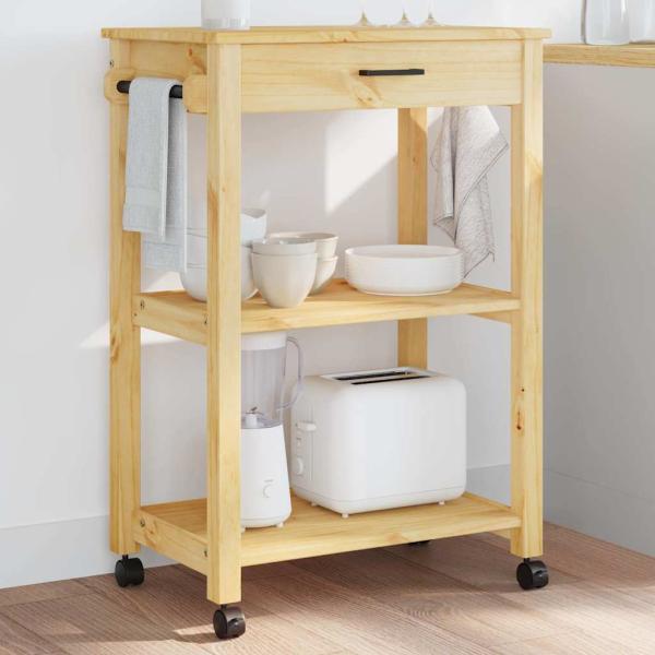 ARDEBO.de - Küchenwagen MONZA 60x40x88,5 cm Honigwachs Massivholz Kiefer