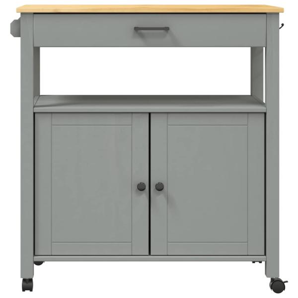 Küchenwagen MONZA 84x40x88,5 cm Grau Massivholz Kiefer