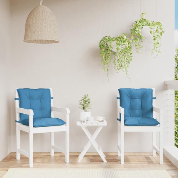 Niedriglehner-Auflagen 2 Stk. Melange Blau 100x50x7 cm Stoff