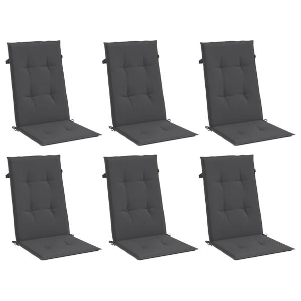 Hochlehner-Auflagen 6 Stk. Melange Anthrazit 120x50x4 cm Stoff