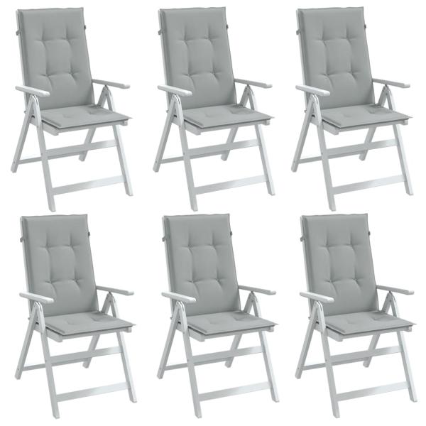 ARDEBO.de - Hochlehner-Auflagen 6 Stk. Melange Hellgrau 120x50x4 cm Stoff