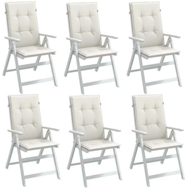 ARDEBO.de - Hochlehner-Auflagen 6 Stk. Melange Creme 120x50x4 cm Stoff