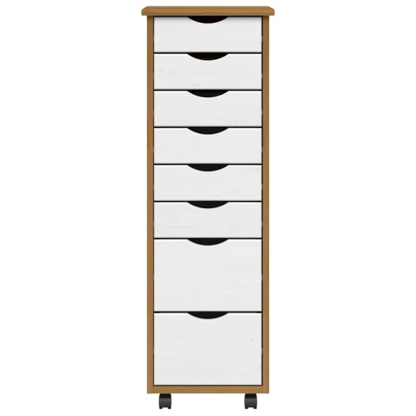 Rollschrank mit Schubladen MOSS Honigbraun Massivholz Kiefer