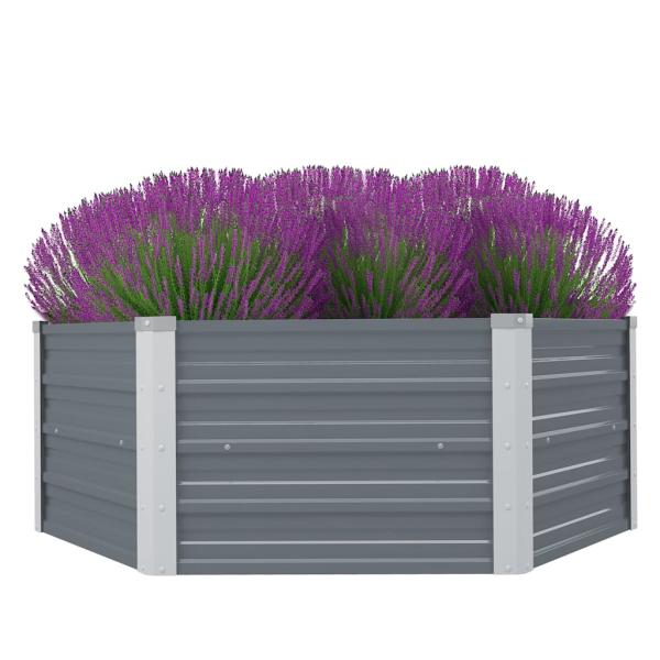ARDEBO.de - Hochbeet 129 x 129 x 45 cm Verzinkter Stahl Grau