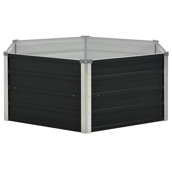 Hochbeet Anthrazit 129 x 129 x 45 cm Verzinkter Stahl