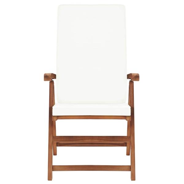 Klappbare Liegest?hle mit Kissen, 2 St?ck, Massivholz Teak, Creme