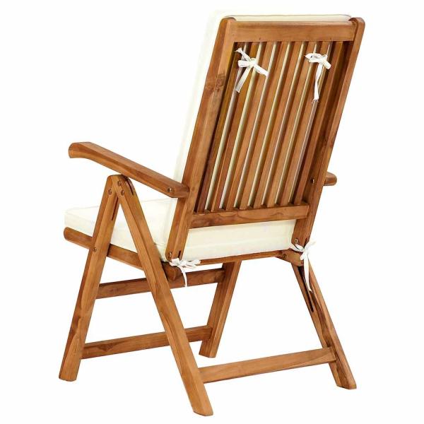 Klappbare Liegest?hle mit Kissen, 2 St?ck, Massivholz Teak, Creme