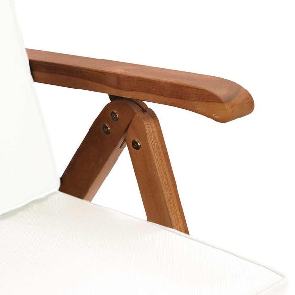 Klappbare Liegest?hle mit Kissen, 2 St?ck, Massivholz Teak, Creme