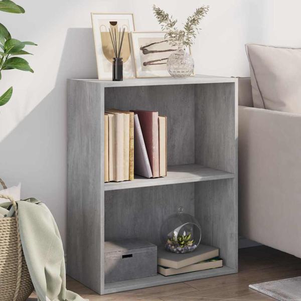 ARDEBO.de - Bücherregal 2 Fächer Betongrau 60x30x76,5 cm Holzwerkstoff