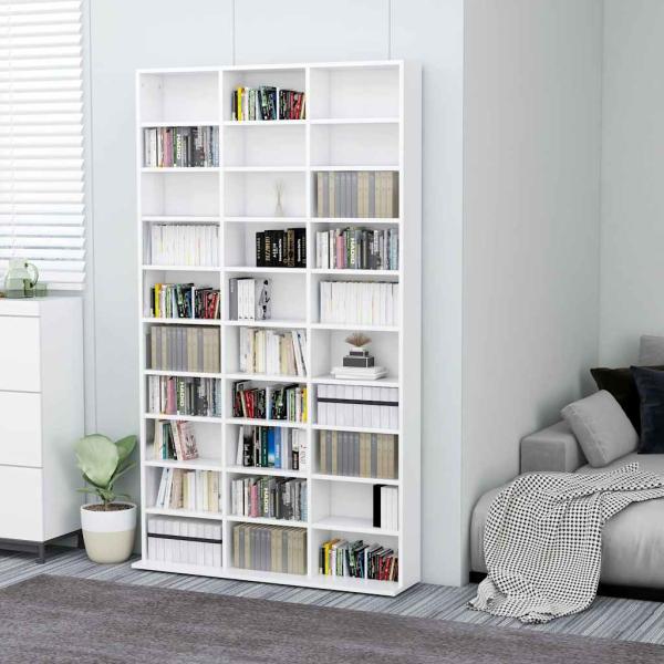 ARDEBO.de - CD-Schrank Weiß 102x23x177,5 cm Holzwerkstoff