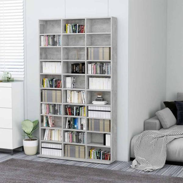 ARDEBO.de - CD-Schrank Betongrau 102x16x177,5 cm Holzwerkstoff