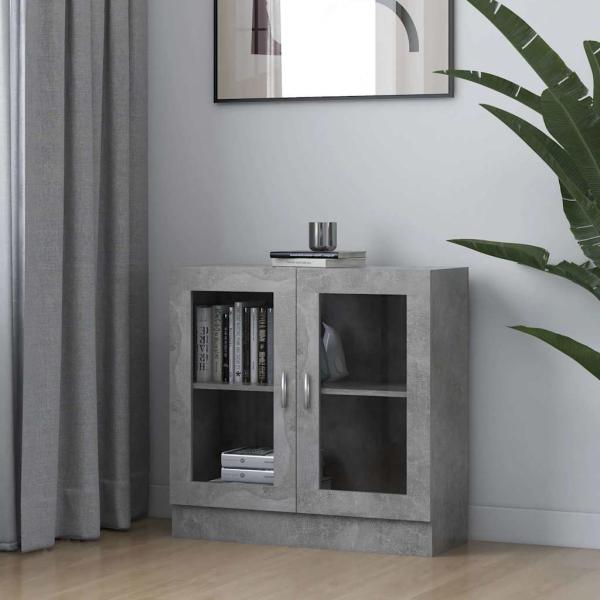 ARDEBO.de - Vitrinenschrank Betongrau 82,5x30,5x80 cm Holzwerkstoff