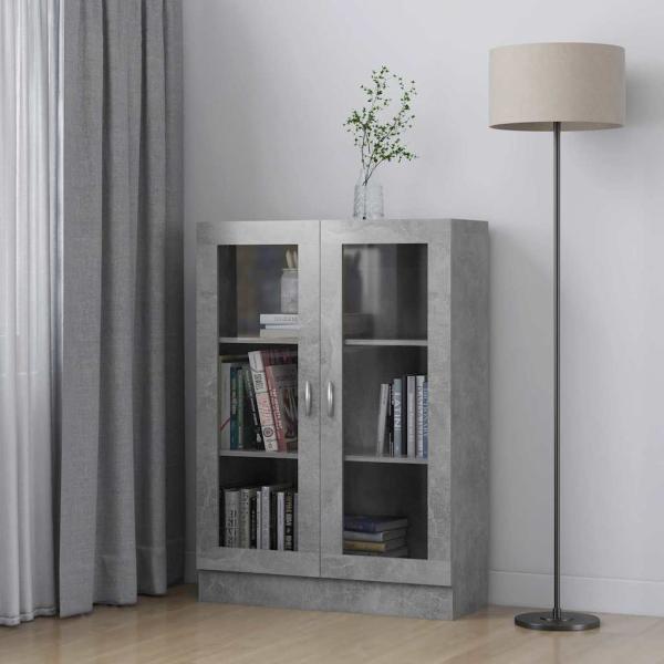 ARDEBO.de - Vitrinenschrank Betongrau 82,5x30,5x115 cm Holzwerkstoff