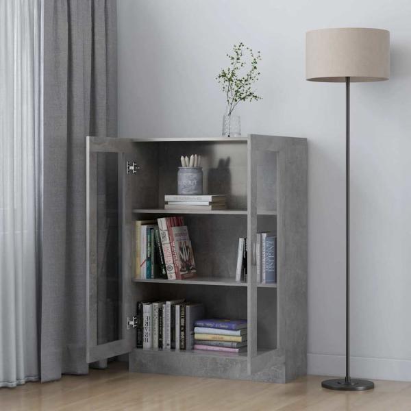 Vitrinenschrank Betongrau 82,5x30,5x115 cm Holzwerkstoff