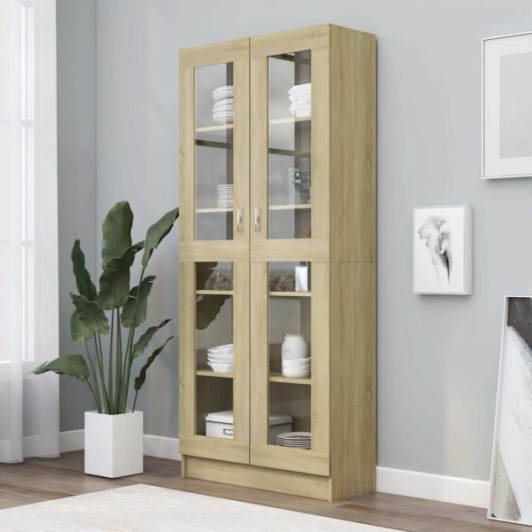 ARDEBO.de - Vitrinenschrank Sonoma-Eiche 82,5x30,5x185 cm Holzwerkstoff