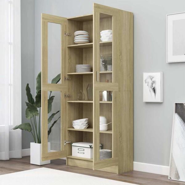 Vitrinenschrank Sonoma-Eiche 82,5x30,5x185 cm Holzwerkstoff
