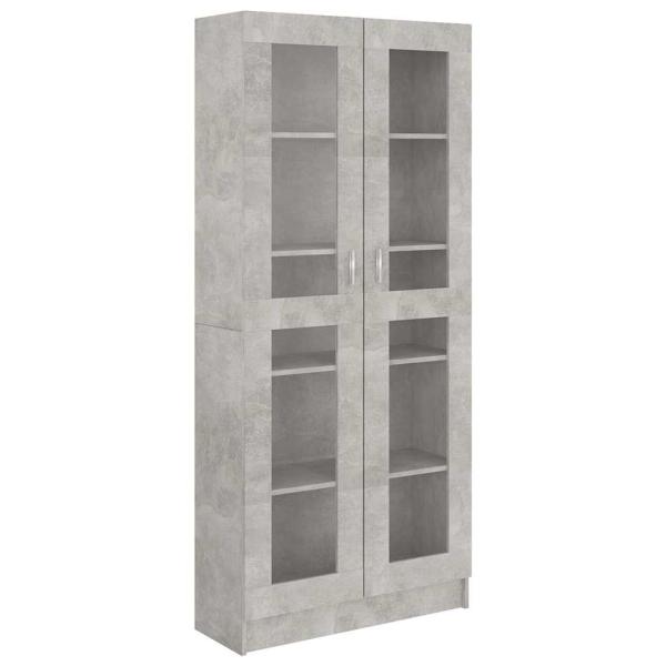 Vitrinenschrank Betongrau 82,5x30,5x185 cm Holzwerkstoff