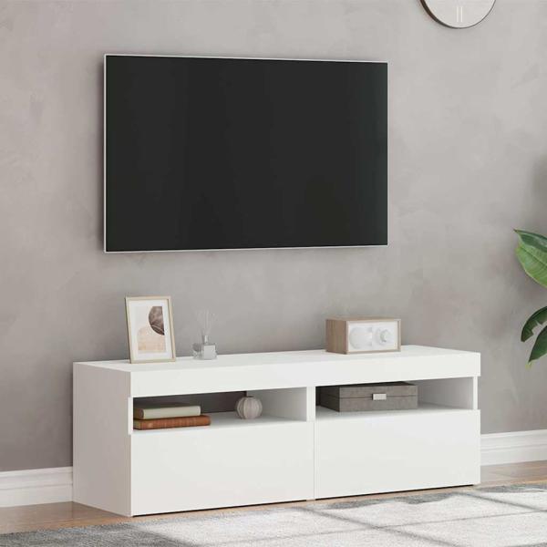 TV-Schränke mit LED-Leuchten 2 Stk. Weiß 60x35x40cm