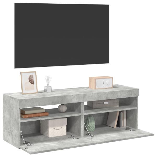 TV-Schränke LED-Leuchten 2 Stk. Betongrau 60x35x40 cm