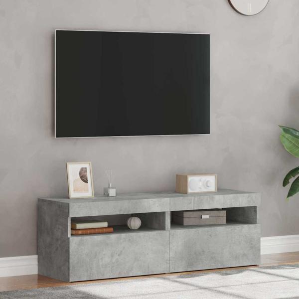 TV-Schränke LED-Leuchten 2 Stk. Betongrau 60x35x40 cm