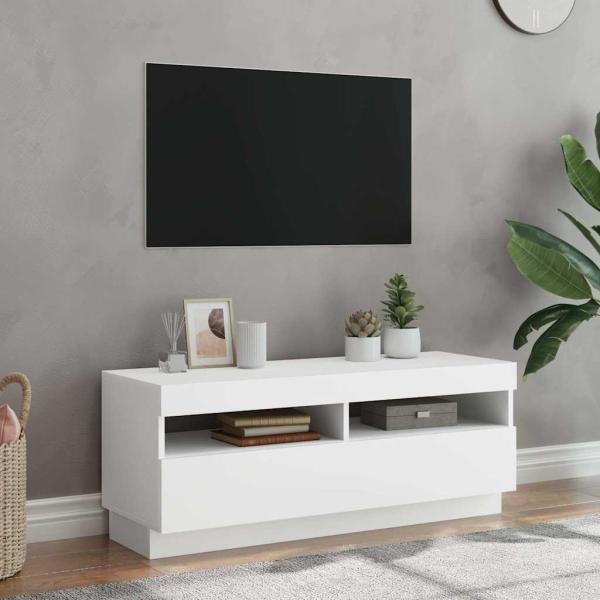 ARDEBO.de - TV-Schrank mit LED-Leuchten Weiß 100x35x40 cm