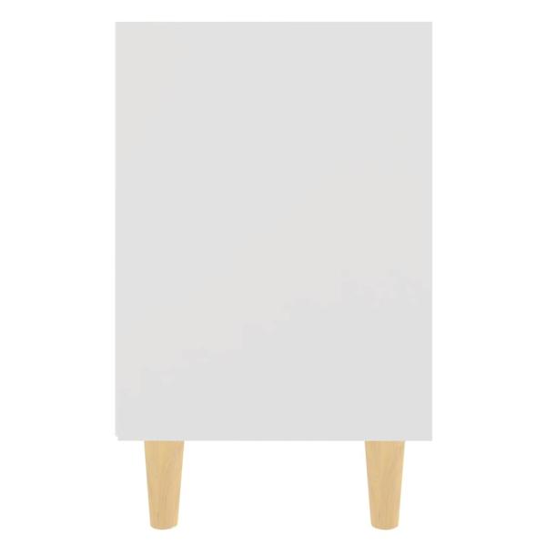 Nachttisch mit Massivholz-Beinen Weiß 40x30x50 cm