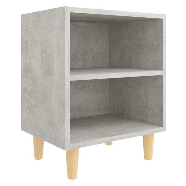 Nachttische mit Massivholz-Beinen 2 Stk. Betongrau 40x30x50 cm