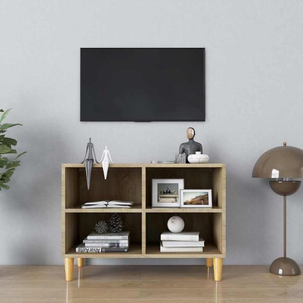 ARDEBO.de - TV-Schrank mit Massivholz-Beinen Sonoma-Eiche 69,5x30x50 cm