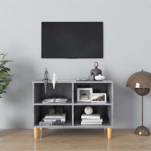 ARDEBO.de - TV-Schrank mit Massivholz-Beinen Betongrau 69,5x30x50 cm