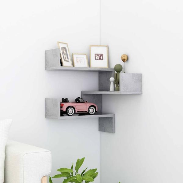ARDEBO.de - Wand-Eckregal Betongrau 40x40x50 cm Holzwerkstoff