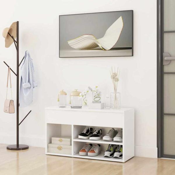 ARDEBO.de - Schuhbank Weiß 80x30x45 cm Holzwerkstoff