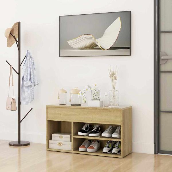 ARDEBO.de - Schuhbank Sonoma-Eiche 80x30x45 cm Holzwerkstoff