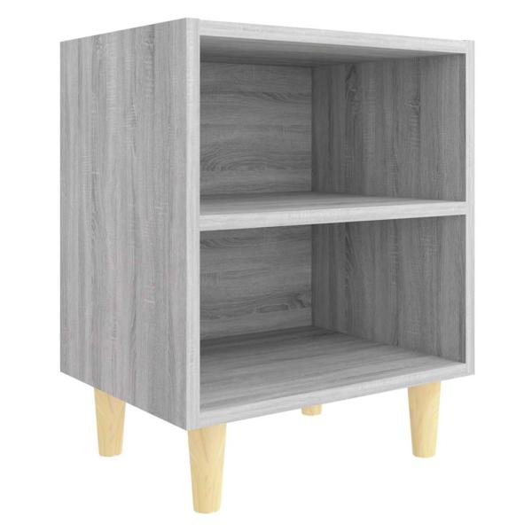Nachttische mit Massivholz-Beinen 2 Stk. Grau Sonoma 40x30x50cm