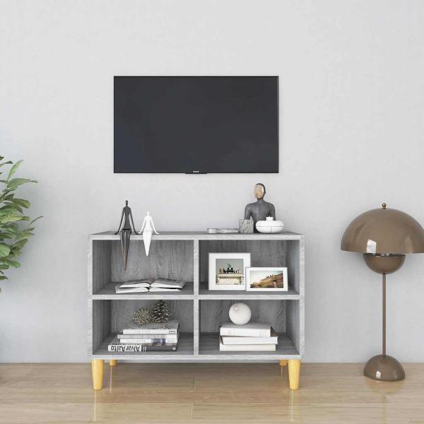 ARDEBO.de - TV-Schrank mit Massivholz-Beinen Grau Sonoma 69,5x30x50 cm