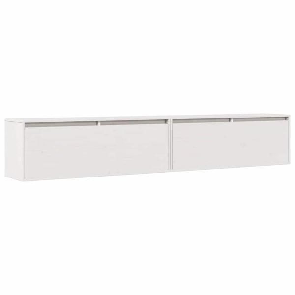 Wandschr?nke 2 Stk. Wei? 100x30x35 cm Massivholz Kiefer