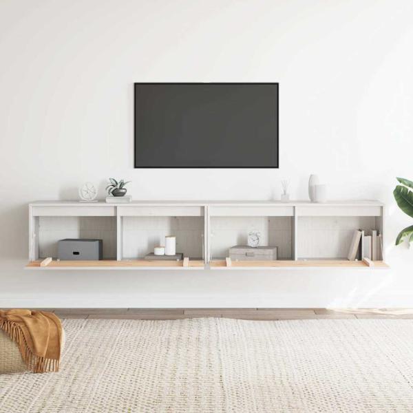 Wandschr?nke 2 Stk. Wei? 100x30x35 cm Massivholz Kiefer