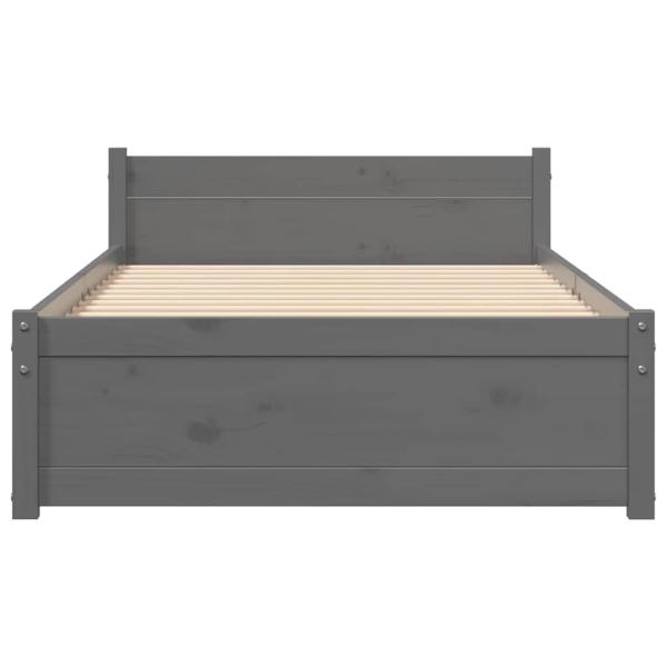 Massivholzbett Grau 75x190 cm